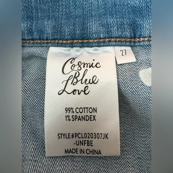 Cosmic Blue Love High Rise Denim Shorts Light Wash Festival Summer size 27 - Picture 4 of 8